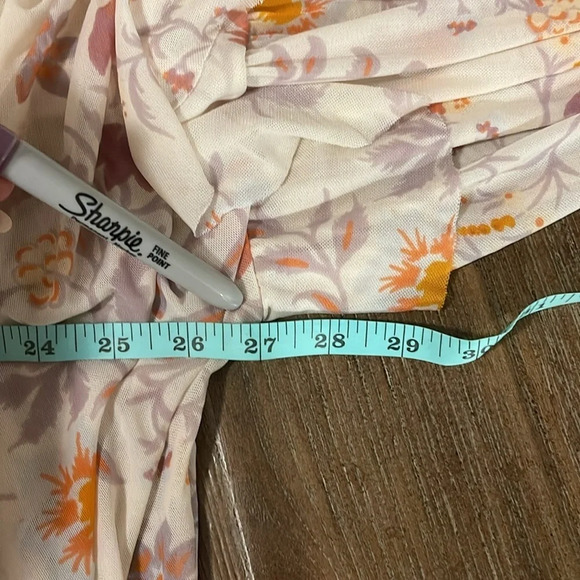 NEW Free People Boho Dusty Pink Floral Long Sheer Sleeve Pull Over Peasant top L - Picture 10 of 14